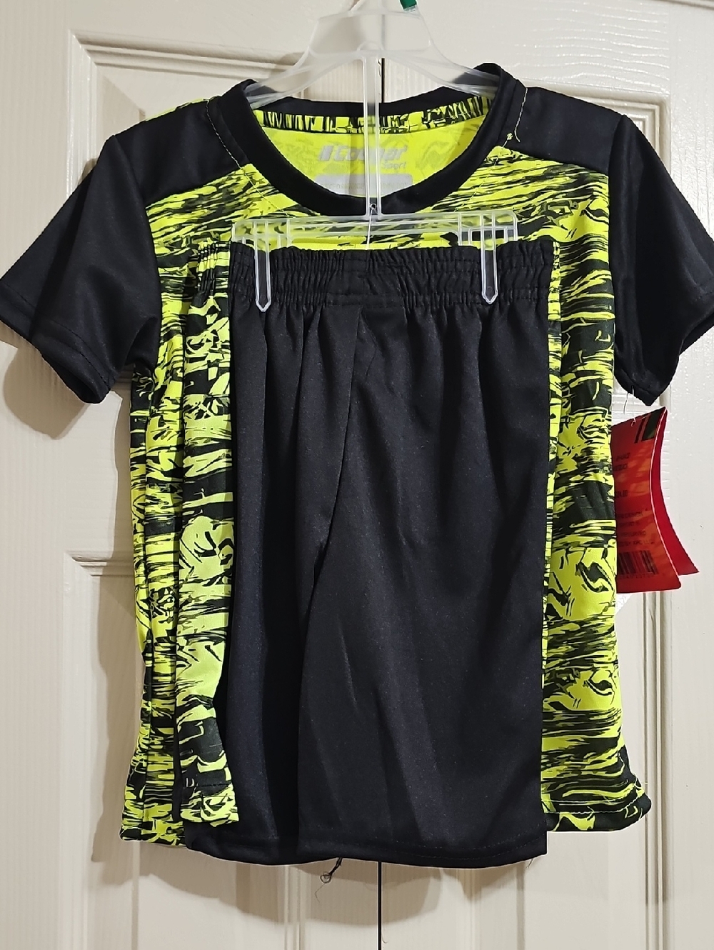 Black & Neon Yellow Boys Athletic Tee and Shorts Set